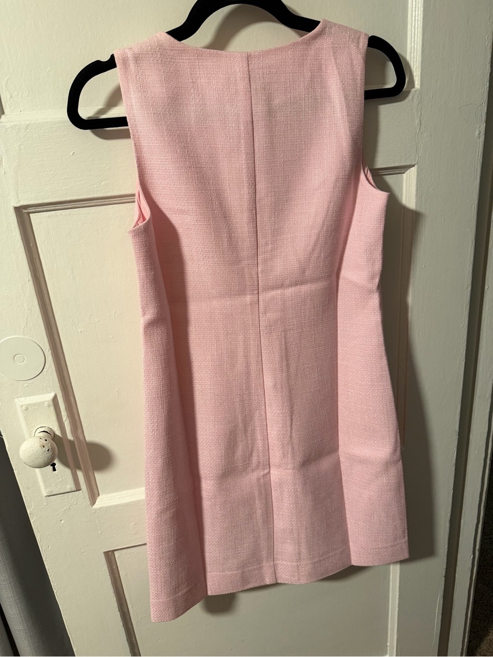 NWT J. Crew Pink Sleeveless Shift Knee Length Dress Front Gold Button Size 0 - Picture 2 of 11